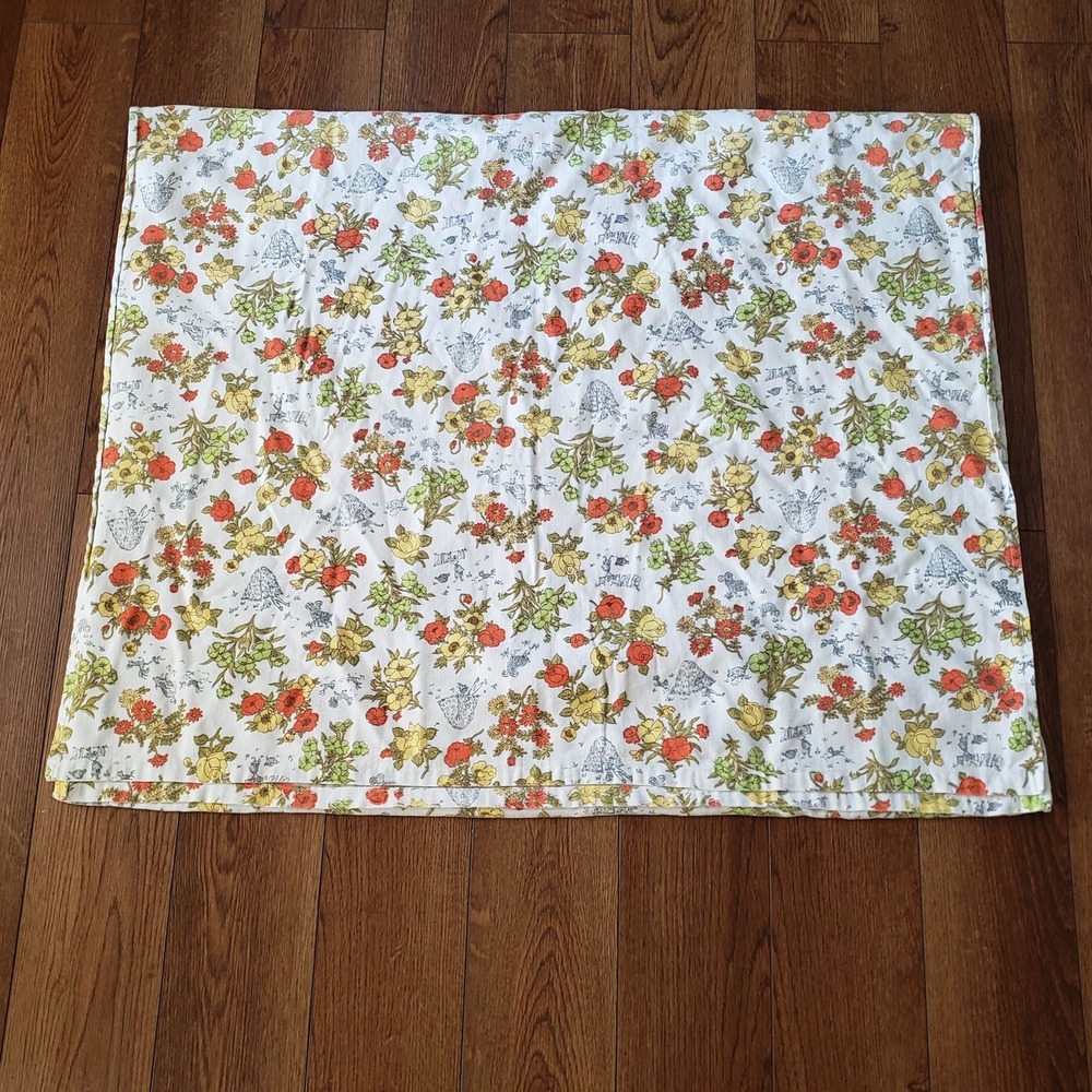 Vintage Long Narrow Tablecloth Picnic Floral 70s Cottagecore Rectangle 64 X 40